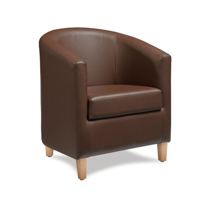 New BAY Brown High Quality Faux Leather Tub Chair