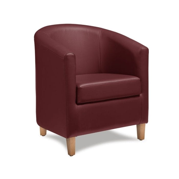 New BAY Wine Red High Quality Faux Leather Tub Chair