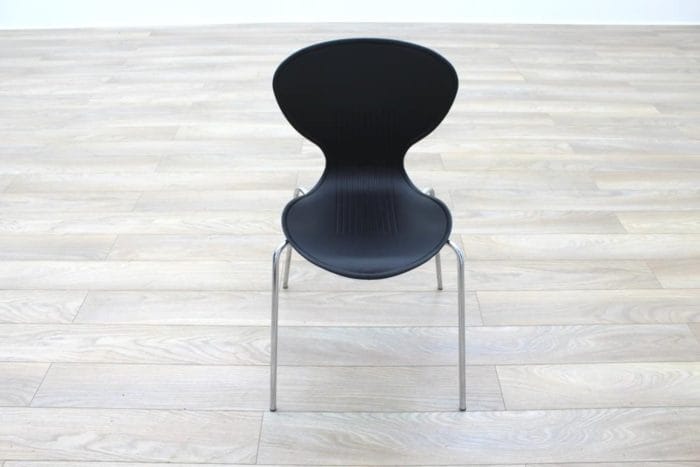 Black Plastic Stacking Office Canteen Chairs