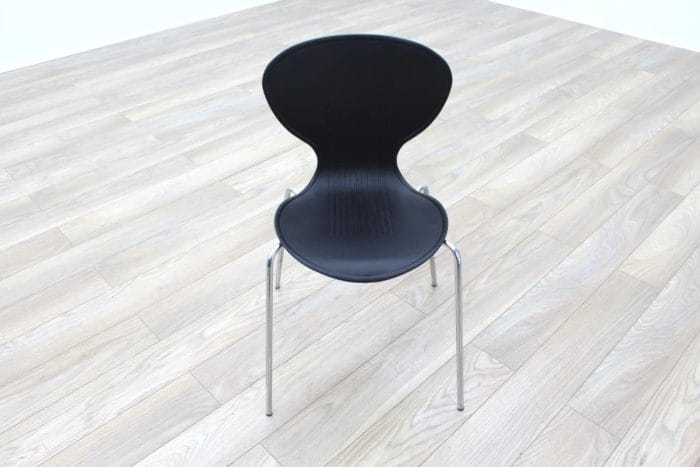 Black Plastic Stacking Office Canteen Chairs