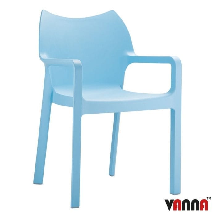 New Blue Moulded Plastic Stacking Office Canteen Cafe Bistro Meeting Arm Chairs