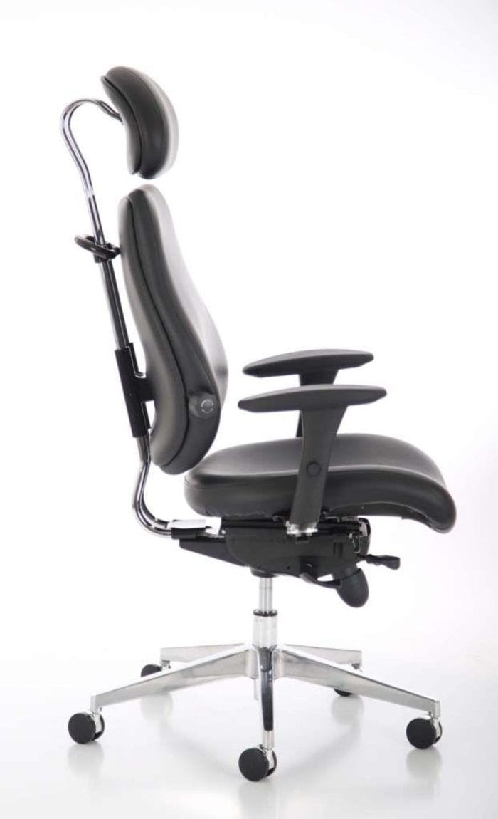 Chiro Plus Ultimate Black Leather With Arms With Headrest