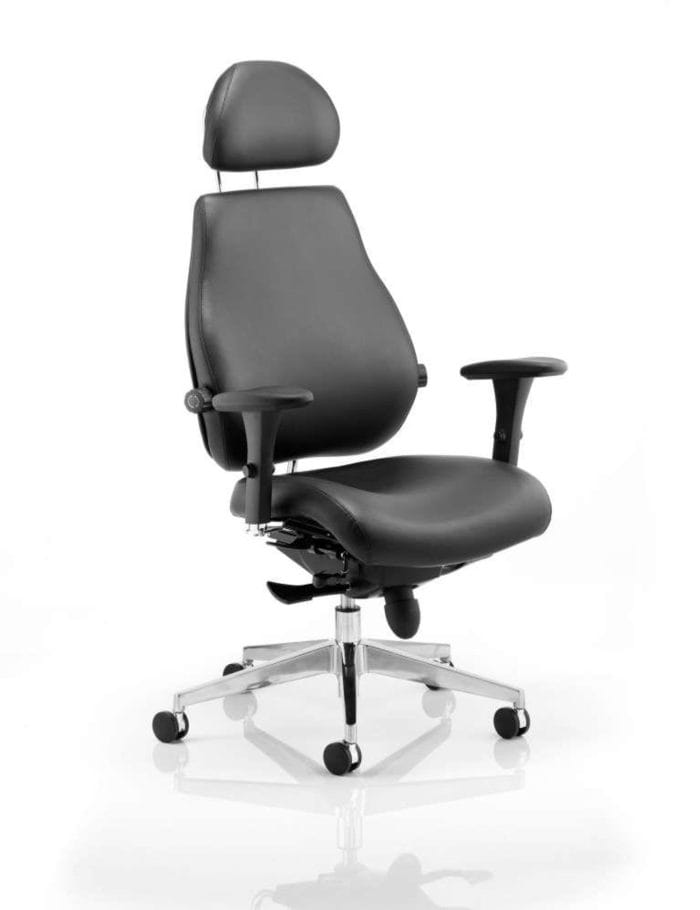 Chiro Plus Ultimate Black Leather With Arms With Headrest