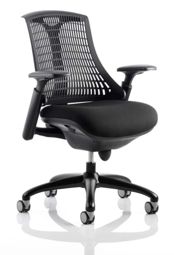 Flex Task Operator Chair Black Frame With Black Fabric Seat Black Back With Arms