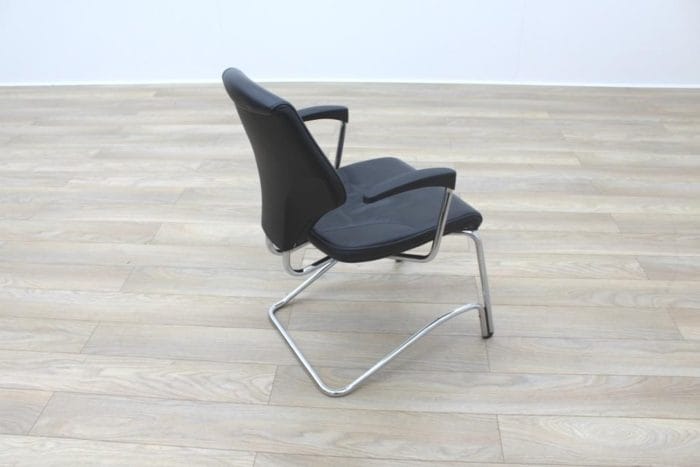 Giroflex 16 Series Black Leather Cantilever Office Meeting Chairs