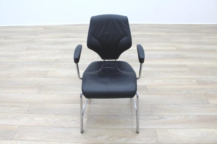 Giroflex 16 Series Black Leather Cantilever Office Meeting Chairs