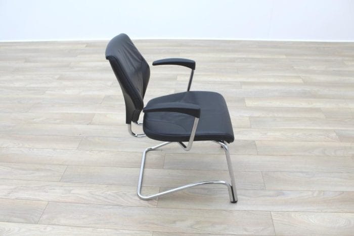 Giroflex 16 Series Black Leather Cantilever Office Meeting Chairs