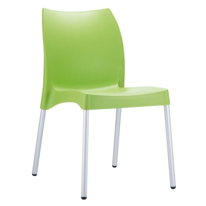 New Green Polypropylene Aluminium Leg Stacking Office Canteen Cafe Bistro Meeting Chairs