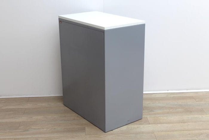 Side grey metal filing cabinets finish with wood top