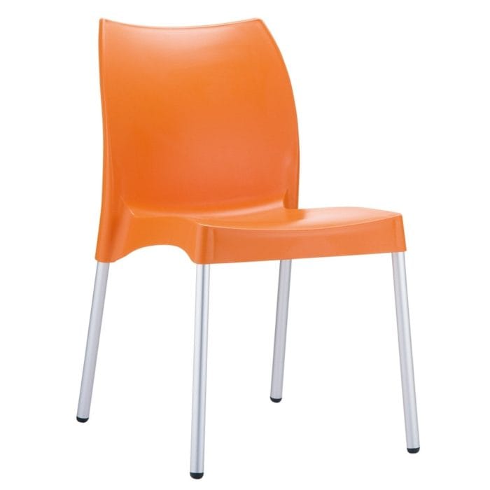 New Orange Polypropylene Aluminium Leg Stacking Office Canteen Cafe Bistro Meeting Chairs