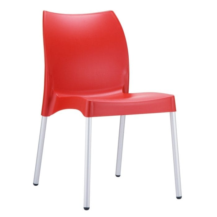 New Red Polypropylene Aluminium Leg Stacking Office Canteen Cafe Bistro Meeting Chairs