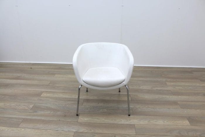 Senator KA1 White Leather Reception Tub Chair