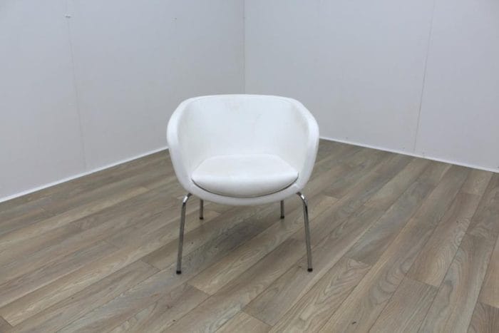 Senator KA1 White Leather Reception Tub Chair