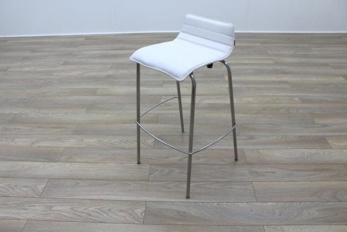 White Leather / Chrome Office Canteen / Cafe Bar Stools