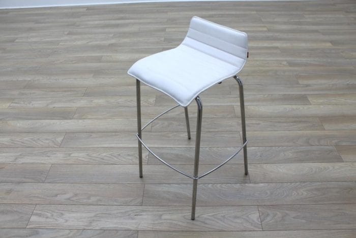 White Leather / Chrome Office Canteen / Cafe Bar Stools