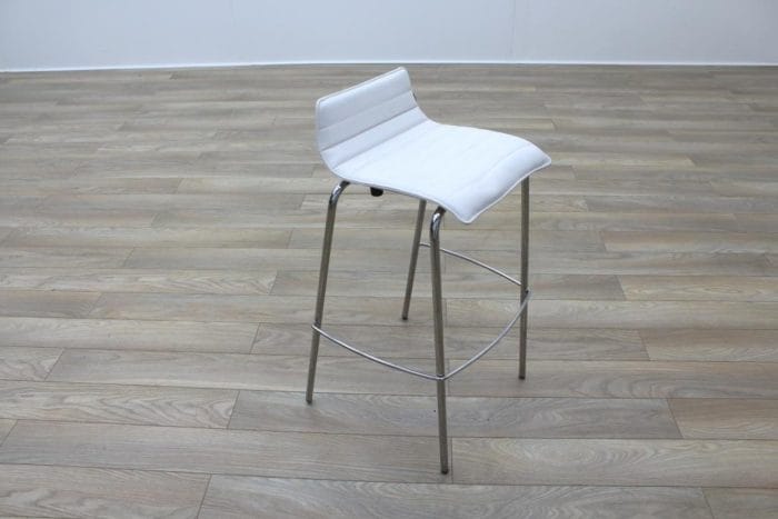 White Leather / Chrome Office Canteen / Cafe Bar Stools