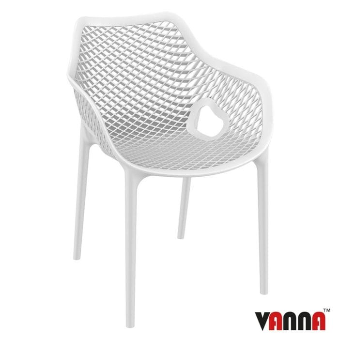 New White Reinforced Polypropylene & Glass Fibre Stacking Office Canteen Cafe Bistro Arm Chairs