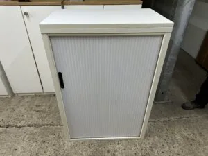 White tambour cupboard