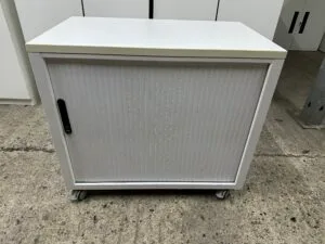 White tambour cupboard